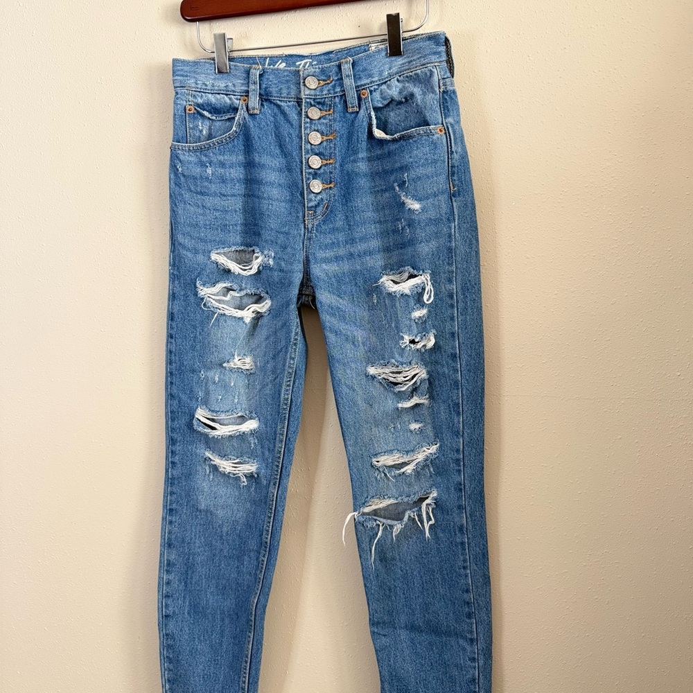 Free People We The Free Button Fly Distressed Jeans 26 Raw Hem - Picture 2 of 9